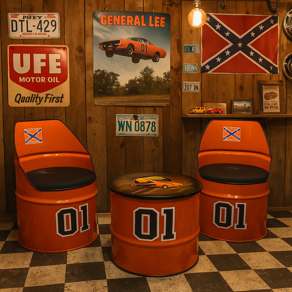 Dukes of Hazzard Drum Coffee Table & Chairs