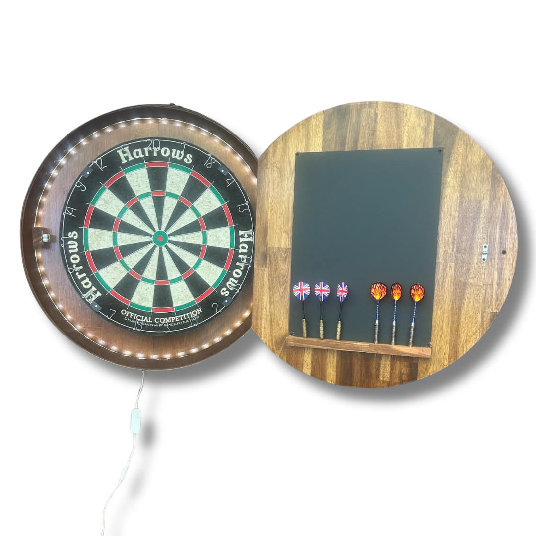 Barrel Head Dartboard Cabinet Custom Artwork