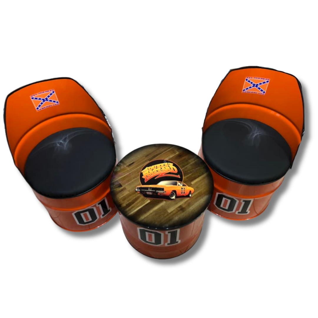 Dukes of Hazzard Drum Coffee Table & Chairs