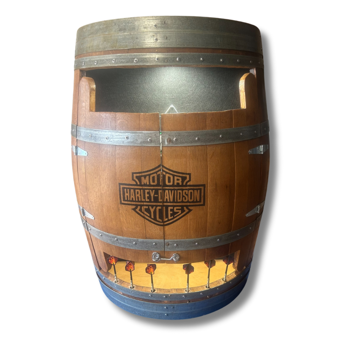 Harley Wine Barrel Dart Board Cabinet - The Dens