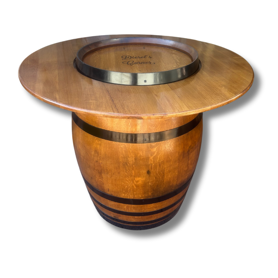 Tasmanian Oak Wine Barrel Table & Stool Set