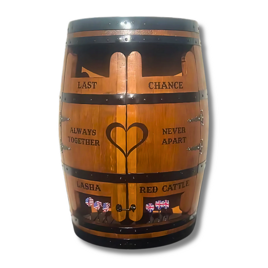 Custom Logo Wine Barrel Dartboard Cabinet