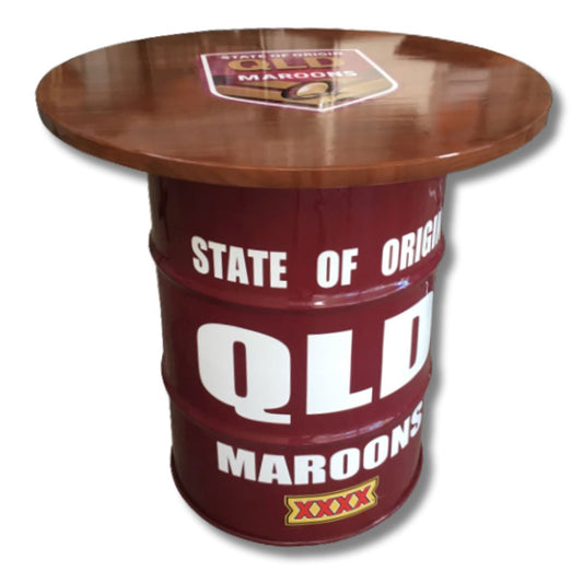 QLD Maroons State of Origin Drum Table Drum Barrel 