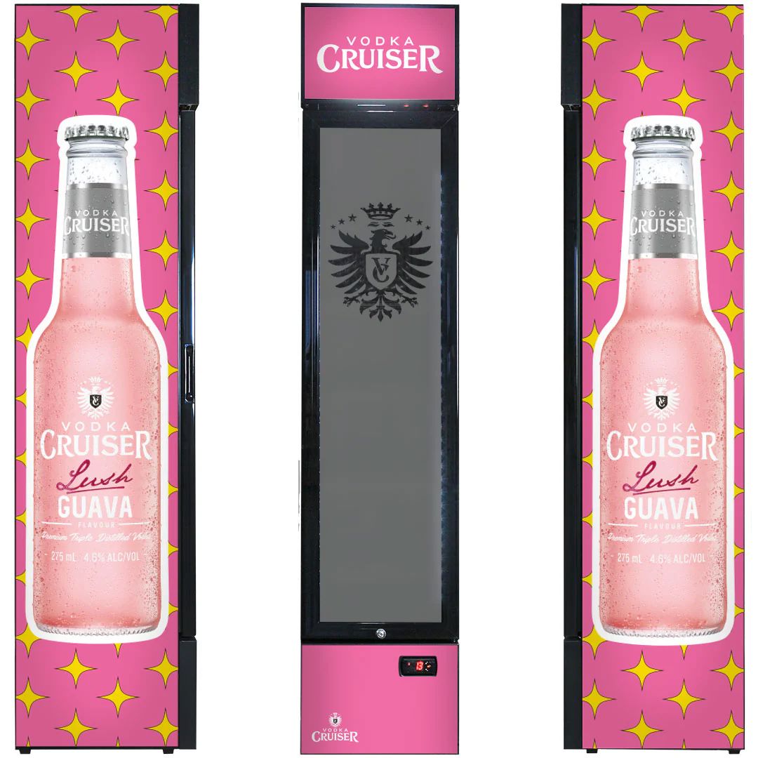 Vodka Cruiser Branded 160LT Upright Bar Fridge Refrigerators