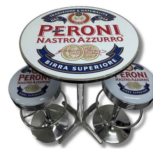 Peroni Bar Table & Stool Set Retro Bar Table Set Chrome