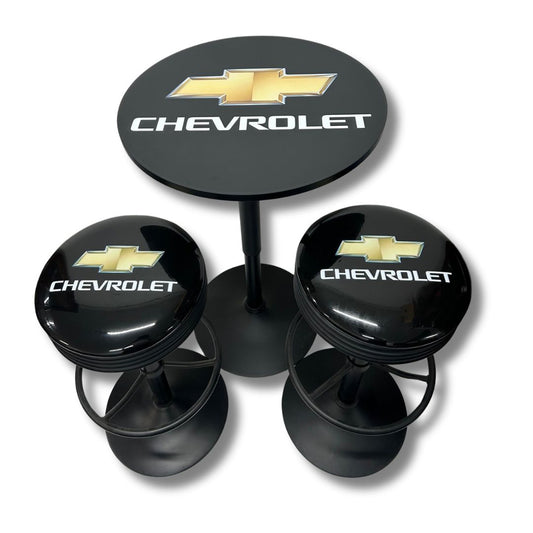 Chevy Black Table & Bar Stool Set Retro Bar Table Set