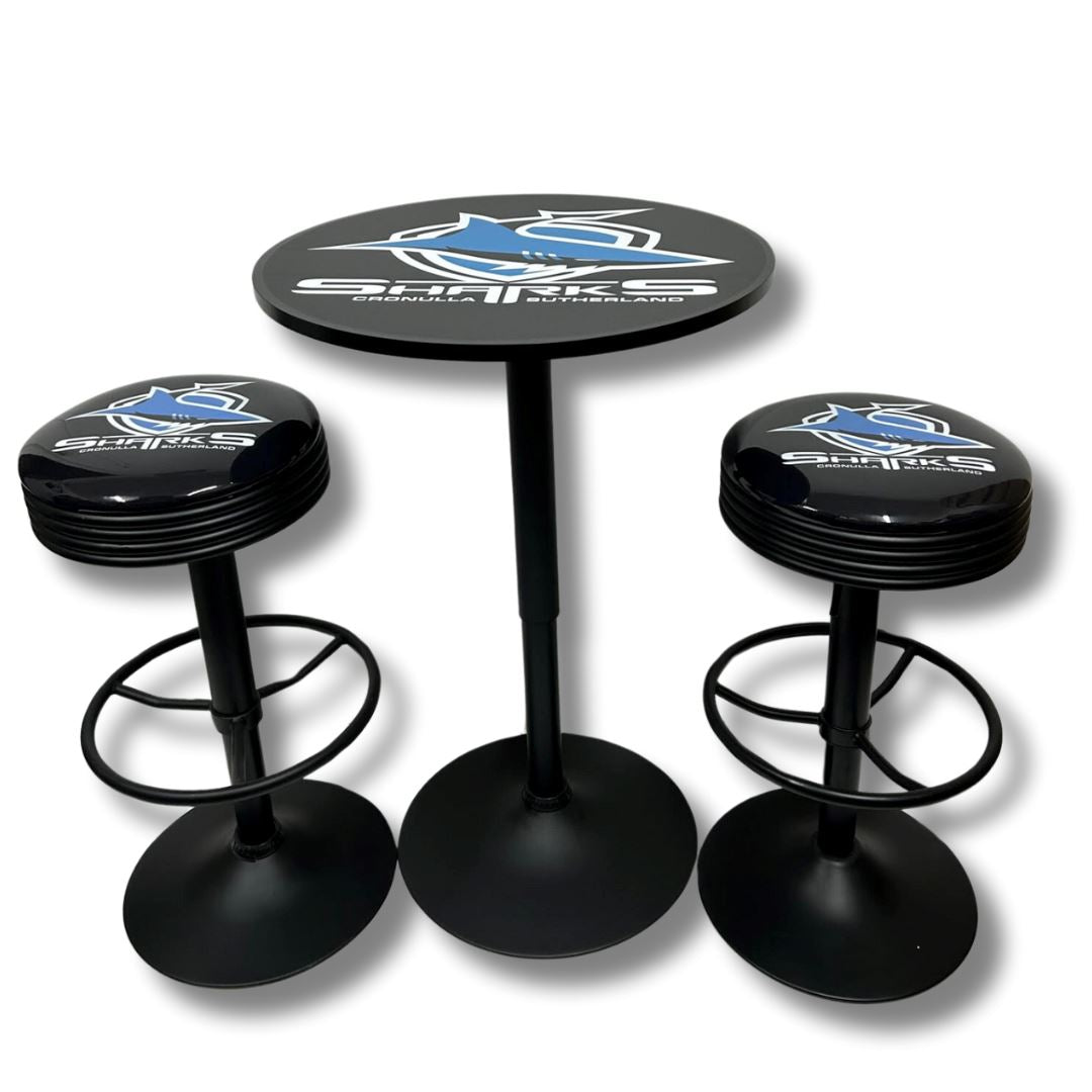 Sharks Black Table & Bar Stool Set Retro Bar Table Set