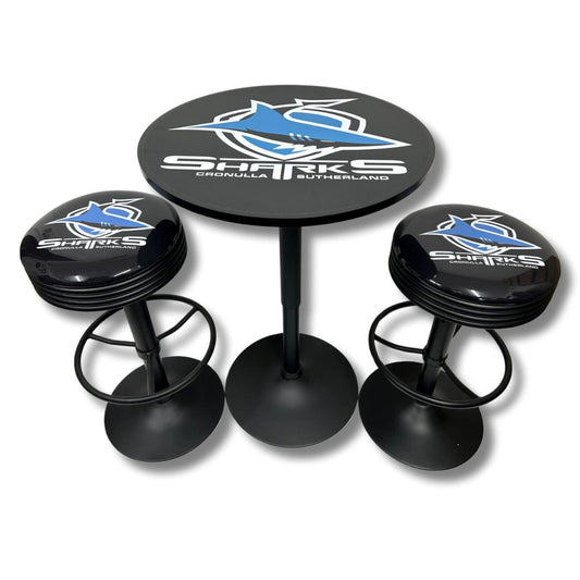 Sharks Black Table & Bar Stool Set Retro Bar Table Set