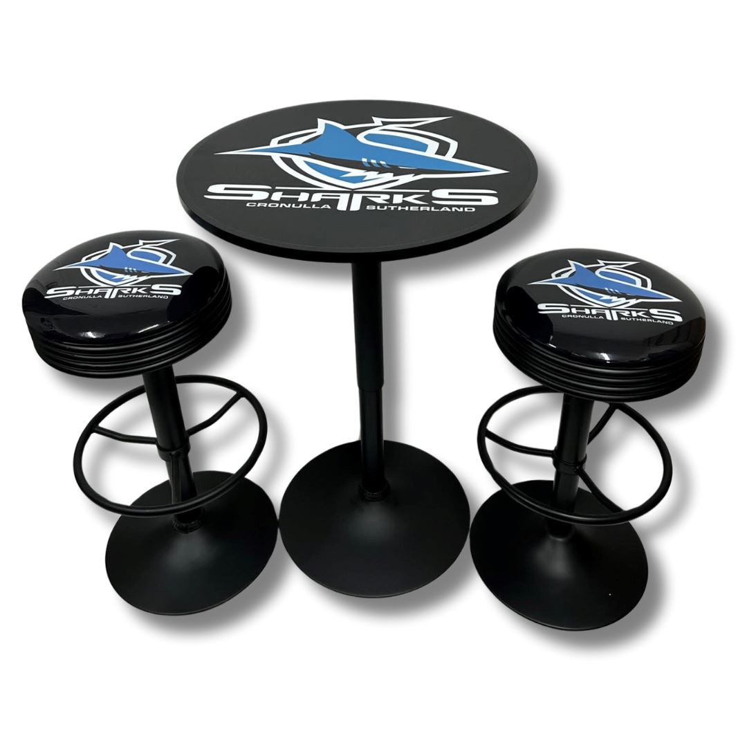 Sharks Black Table & Bar Stool Set Retro Bar Table Set