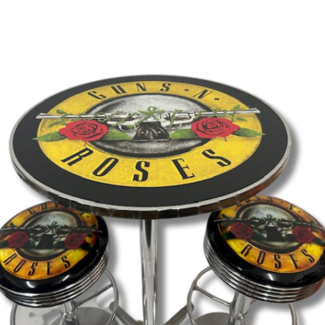 Guns N Roses Bar Table & Stool Set Retro Bar Table Set