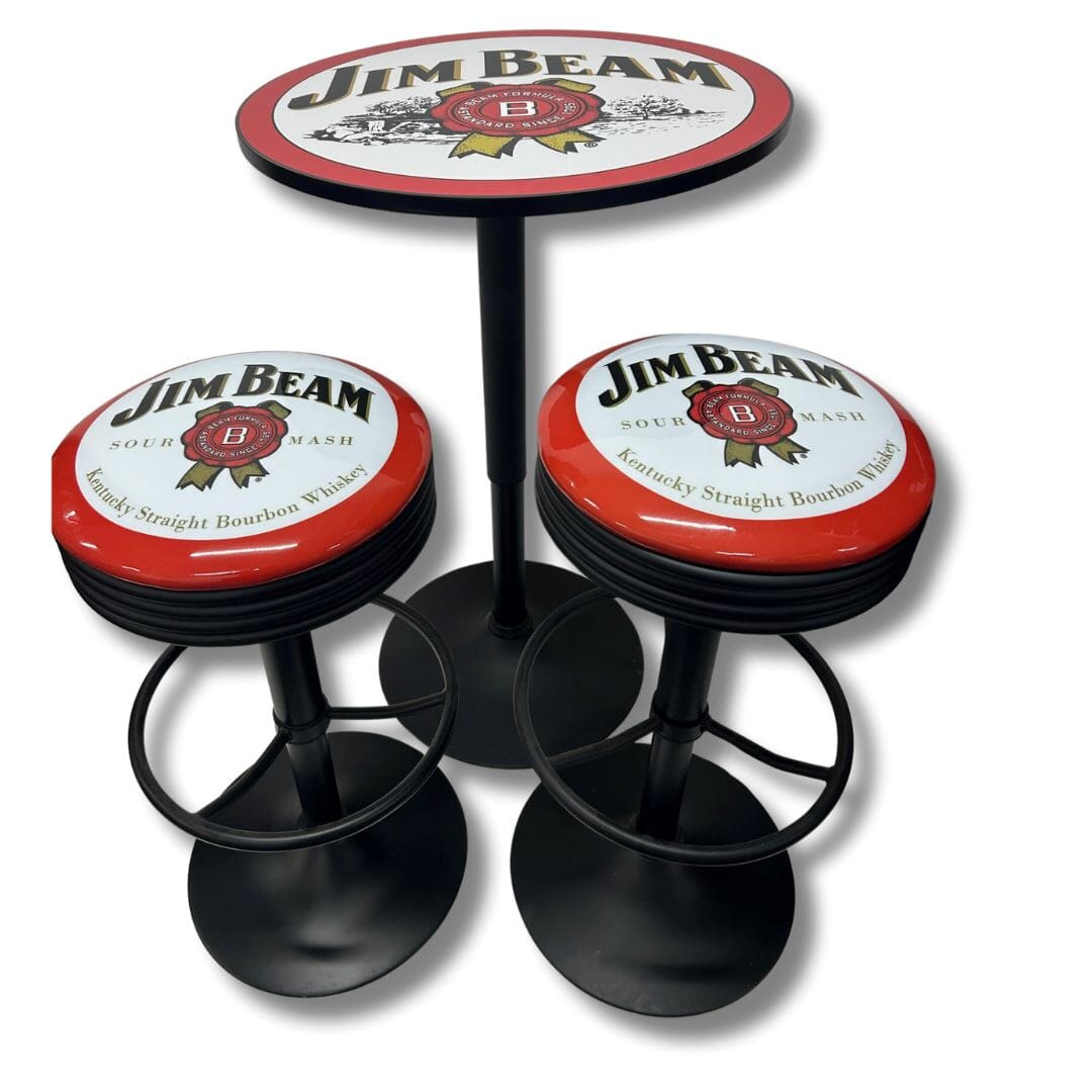 Jim Beam Black Table & Bar Stool Set Retro Bar Table Set