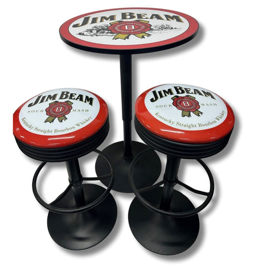 Jim Beam Black Table & Bar Stool Set Retro Bar Table Set