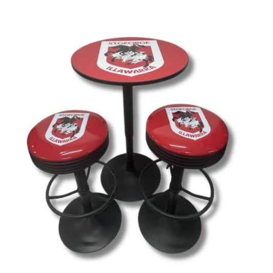 St George Black Table & Bar Stool Set Retro Bar Table Set