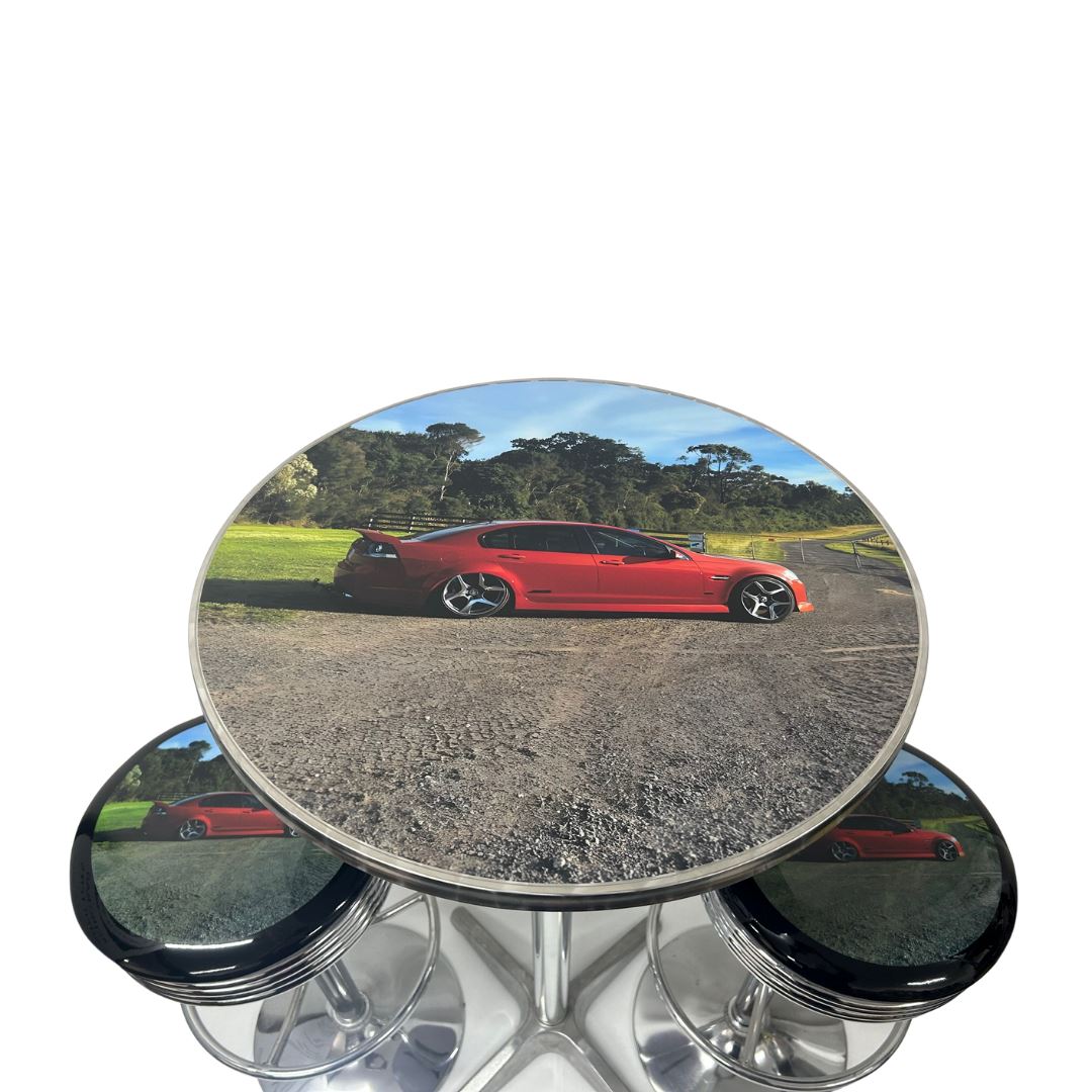 Custom Bar Table & Stool Set - Your logo or design Retro Bar Table Set