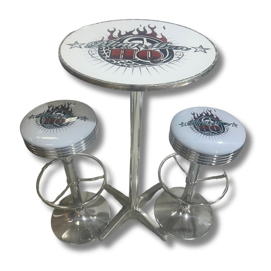 Custom Bar Table & Stool Set - Your logo or design Retro Bar Table Set