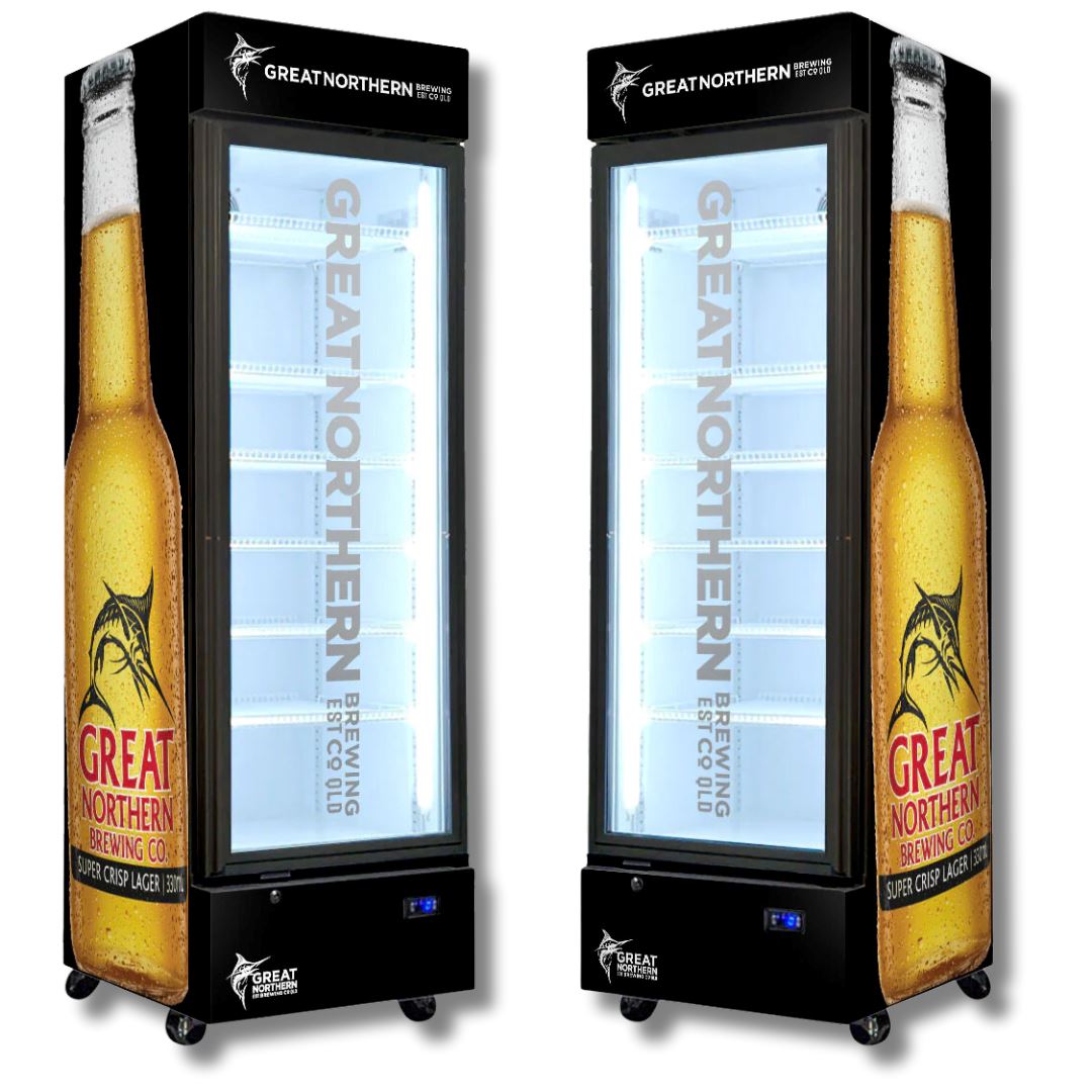 Great Northern Black Branded 370LT Upright Bar Fridge Refrigerators