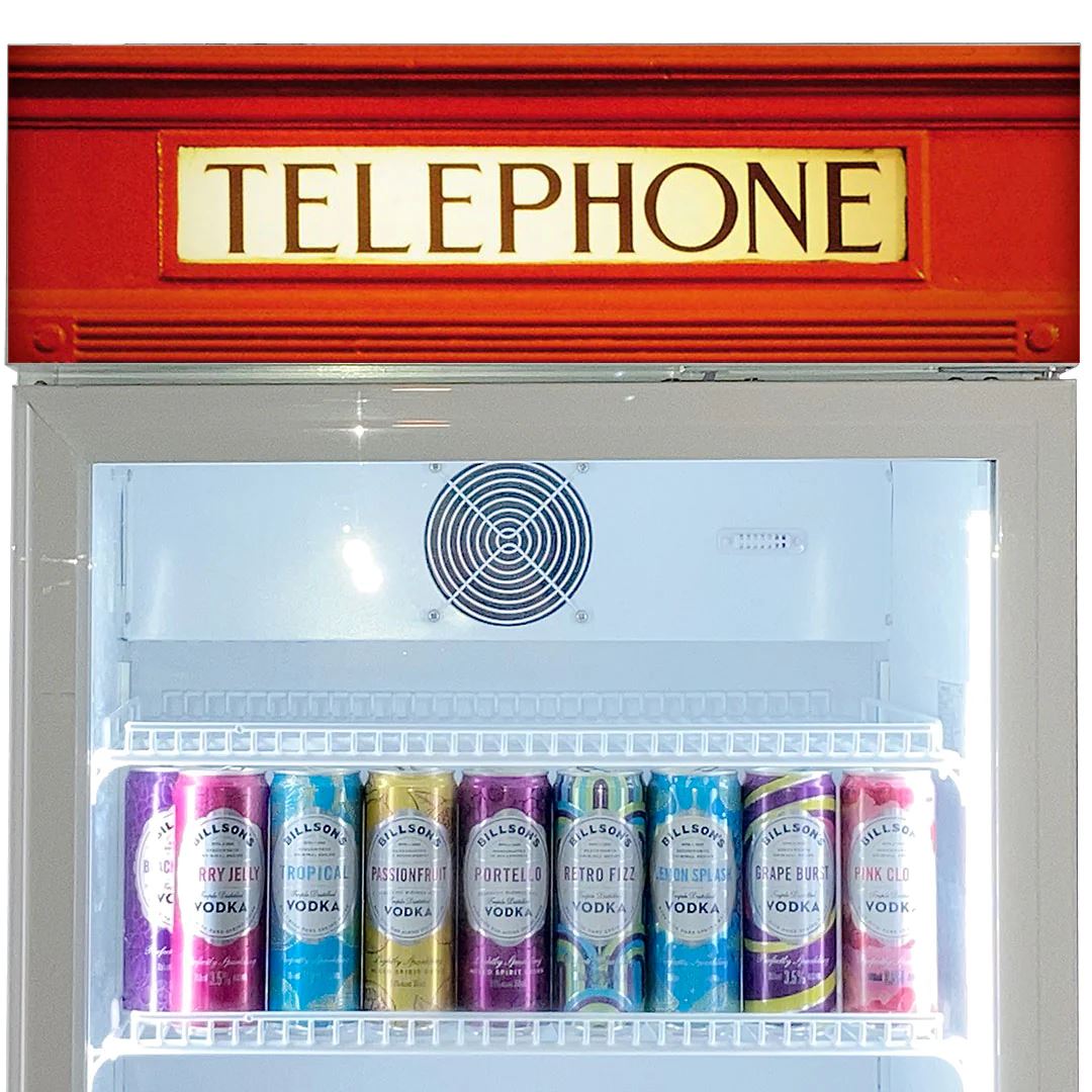 Telephone Box Red 370LT Upright Bar Fridge