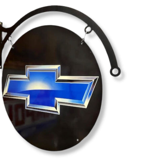 Chevy Bowtie Sign Round Double Sided Metal Signs
