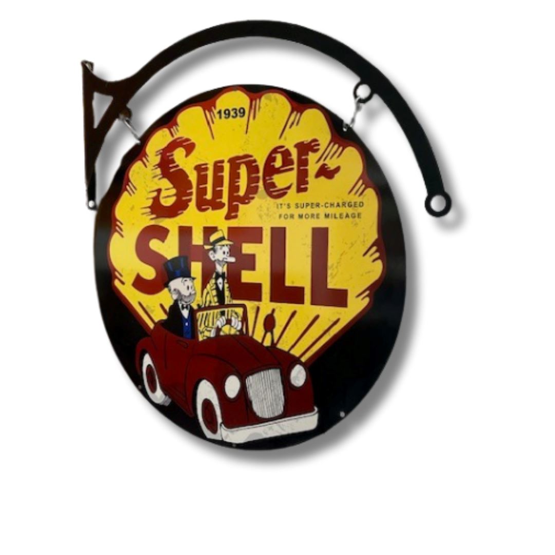 Shell Super Sign Round Double Sided Metal Signs