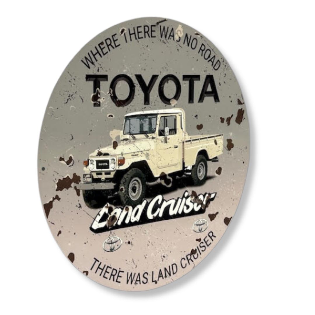 Toyota On The Road Sign Round Double Sided Metal Signs