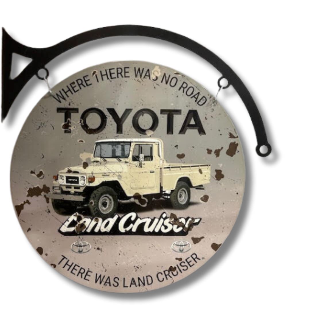 Toyota On The Road Sign Round Double Sided Metal Signs