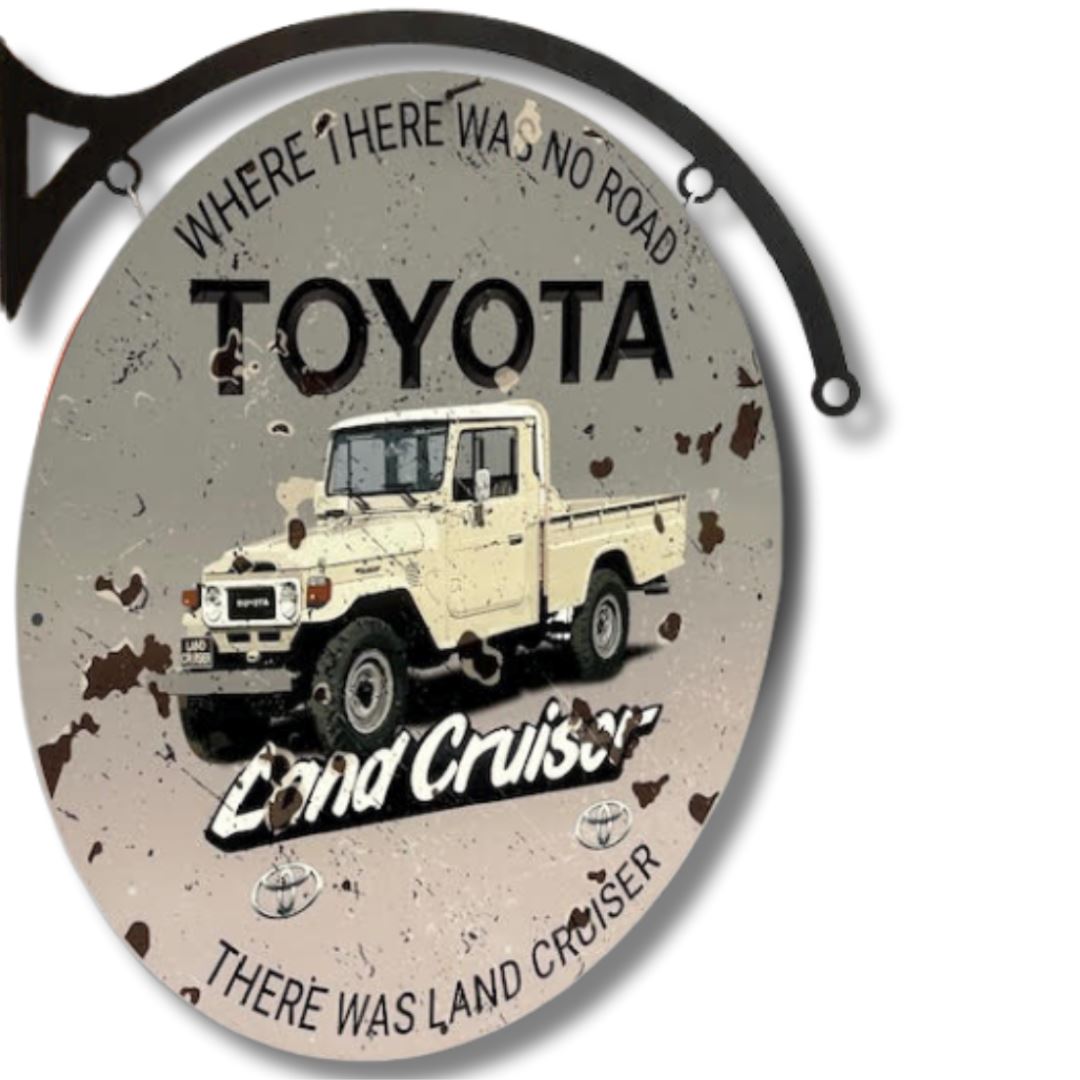 Toyota On The Road Sign Round Double Sided Metal Signs