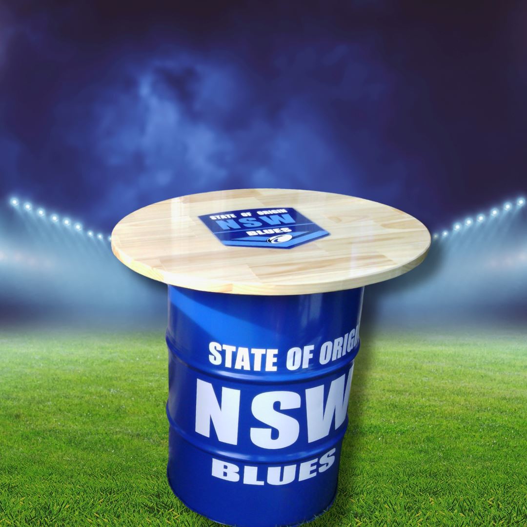 NSW Blues State of Origin Drum Table Drum Barrel