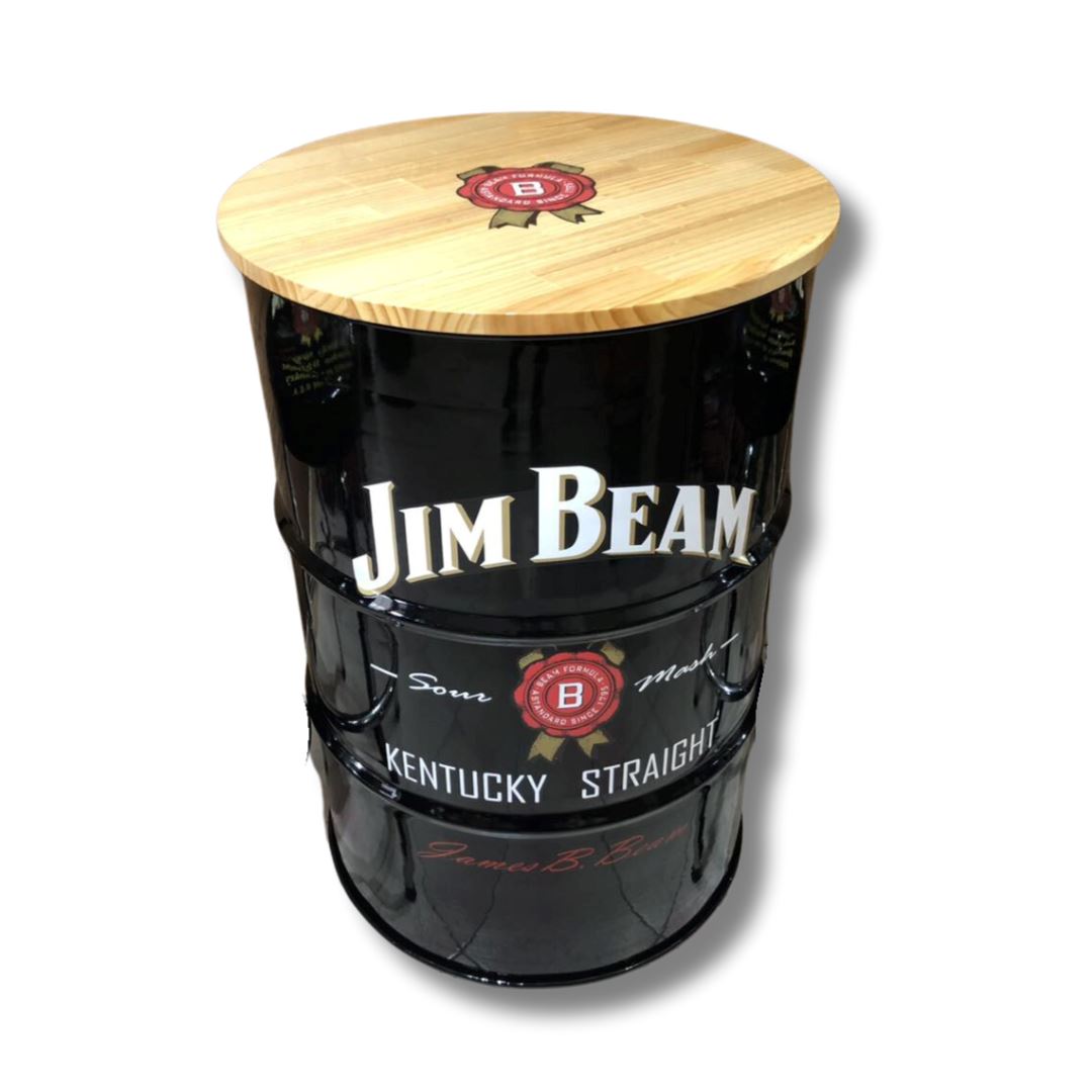 Jim Beam Devils Cut Drum Table Drum Barrel 600MM Pine Clear Coat