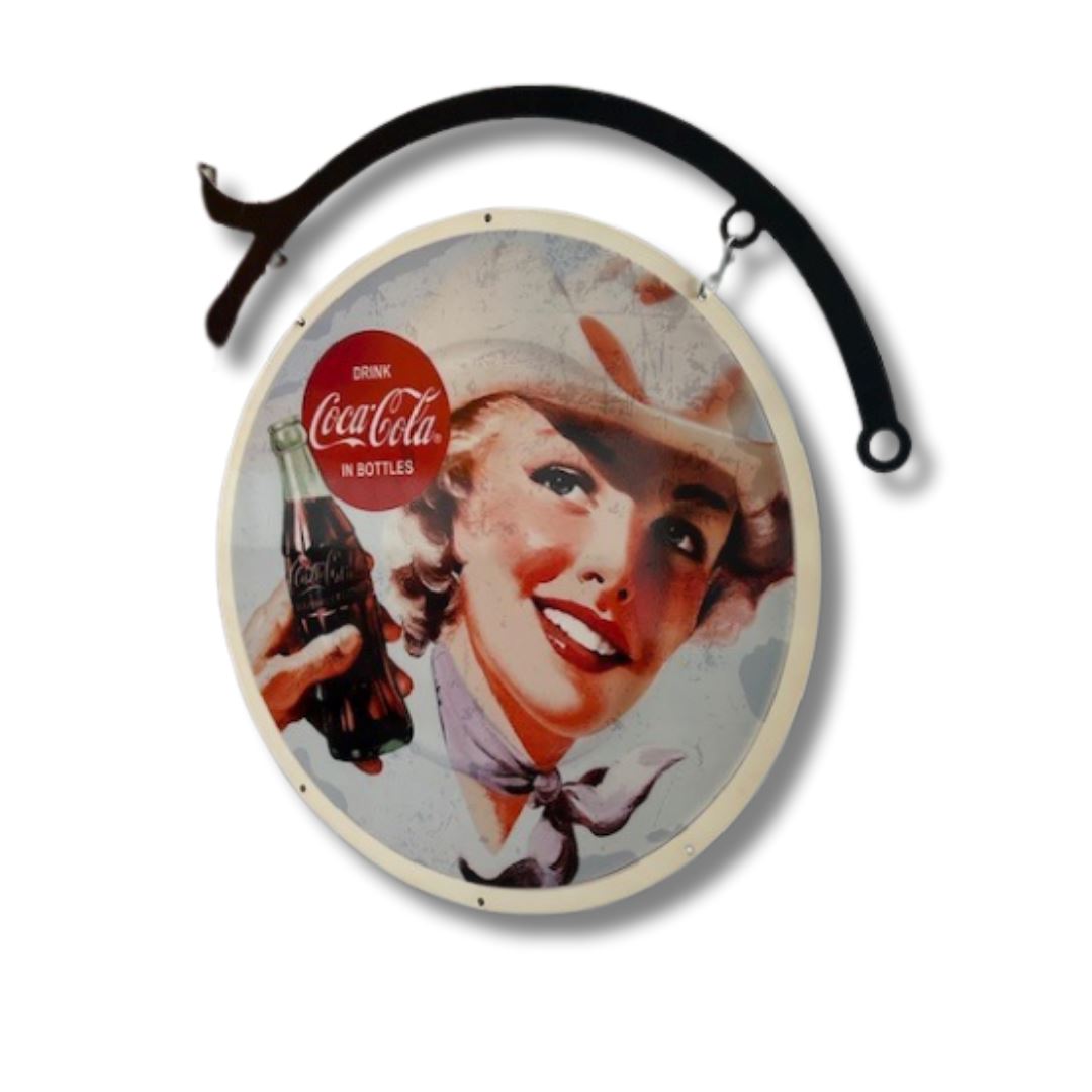 Coke Girl Hanging Sign Round Double Sided Metal Signs
