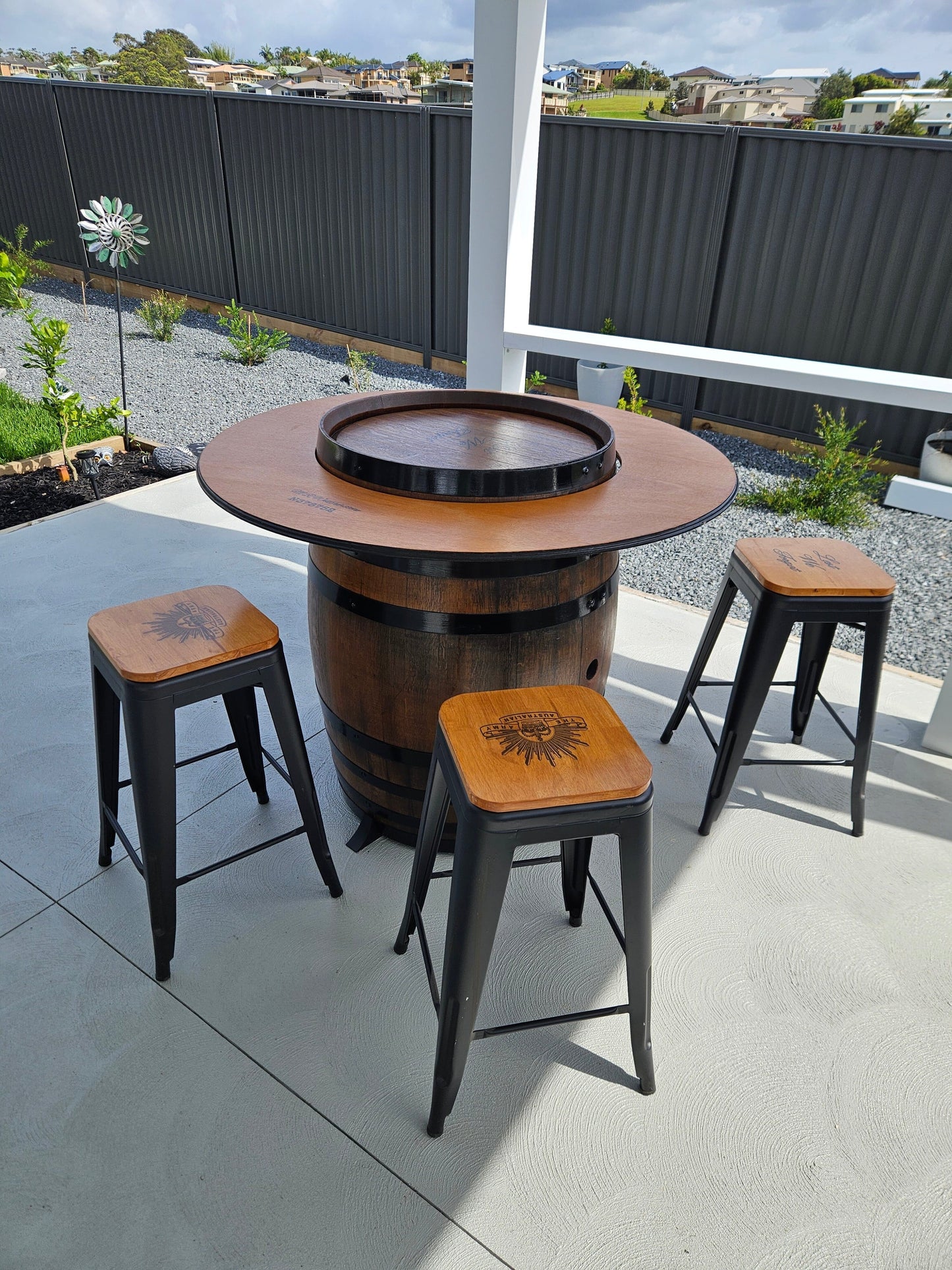 Branded Wine Barrel Table & Stool Set Wine Barrel