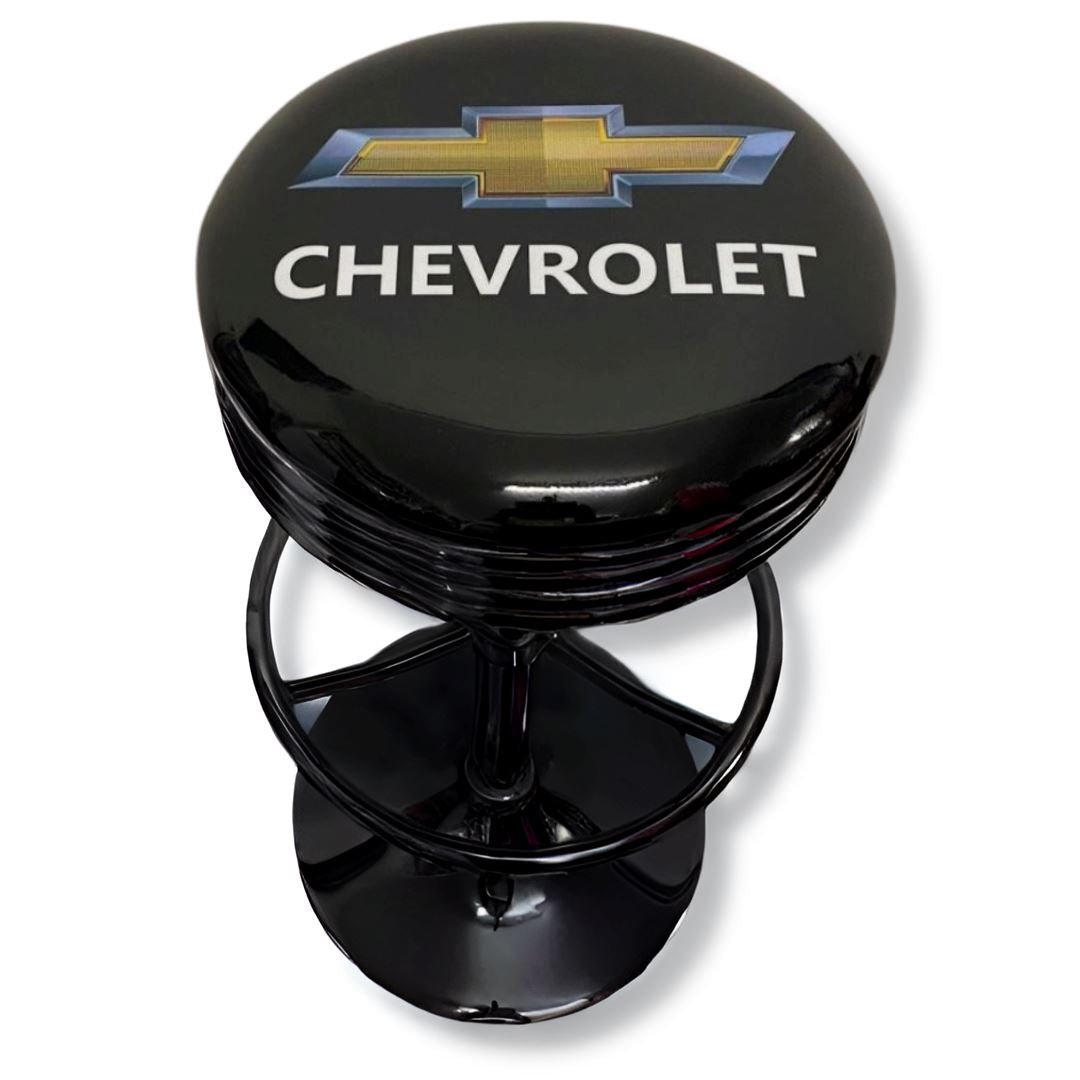 Chevy Bow Tie Retro Bar Stool Retro Bar Stools Black