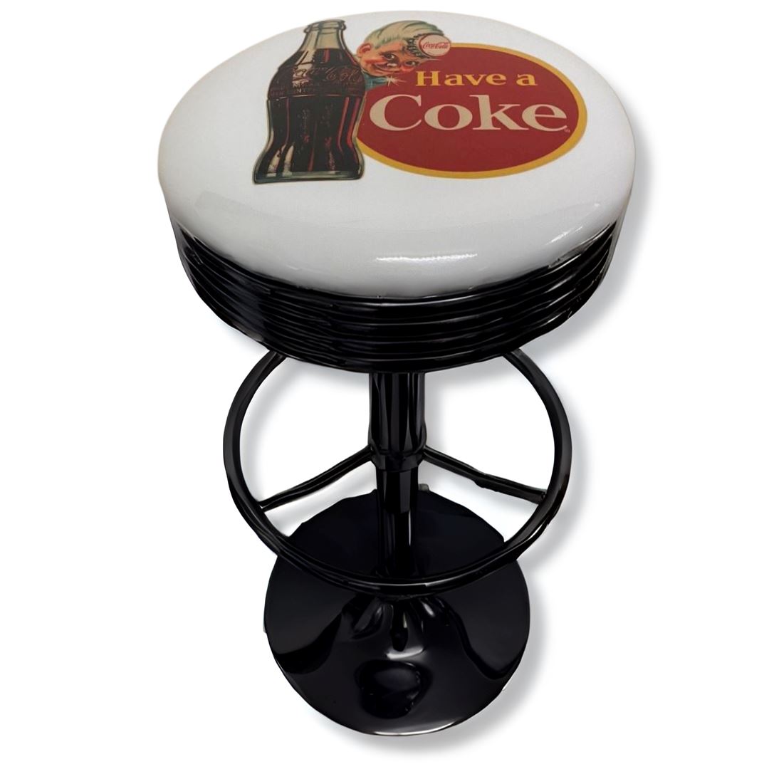 Coke White Retro Bar Stool Black
