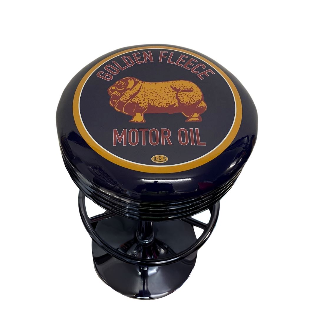 Golden Fleece Motor Oil Retro Bar Stool Retro Bar Stools Black