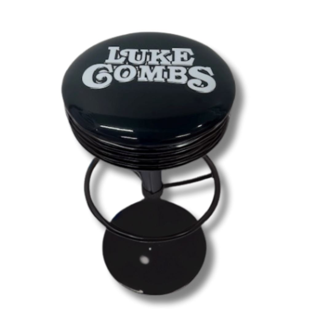 Luke Combs Premium Retro Bar Stool Retro Bar Stools Black