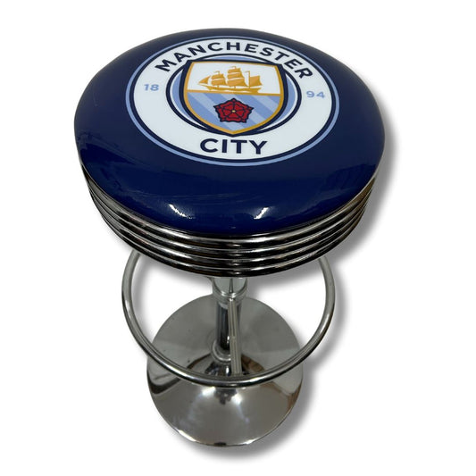 Manchester City FC Retro Bar Stool Retro Bar Stools Chrome