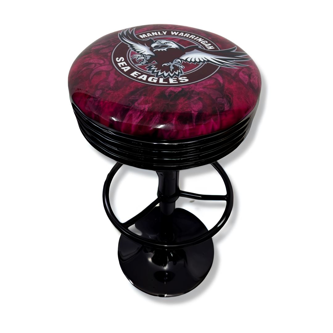 Manly Sea Eagles Retro Bar Stool Retro Bar Stools Black