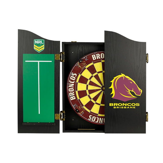 Brisbane Bronco NRL Dartboard and Cabinet Set 