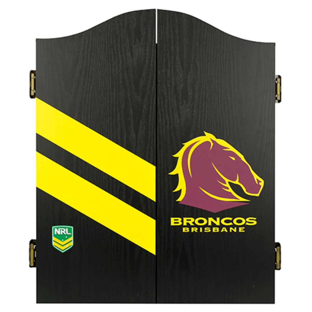 Brisbane Bronco NRL Dartboard and Cabinet Set 