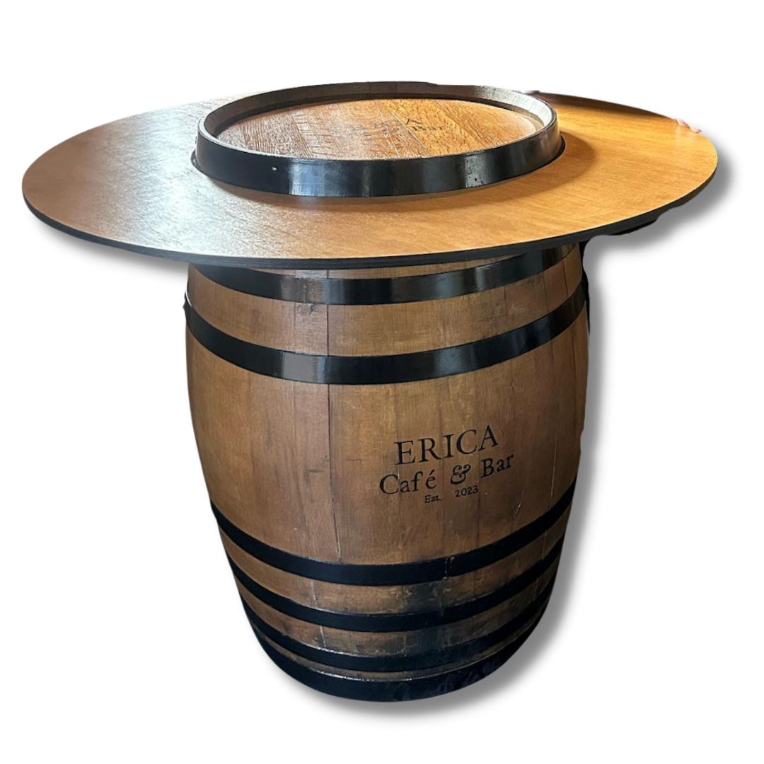 Custom Artwork Wine Barrel Table The Dens