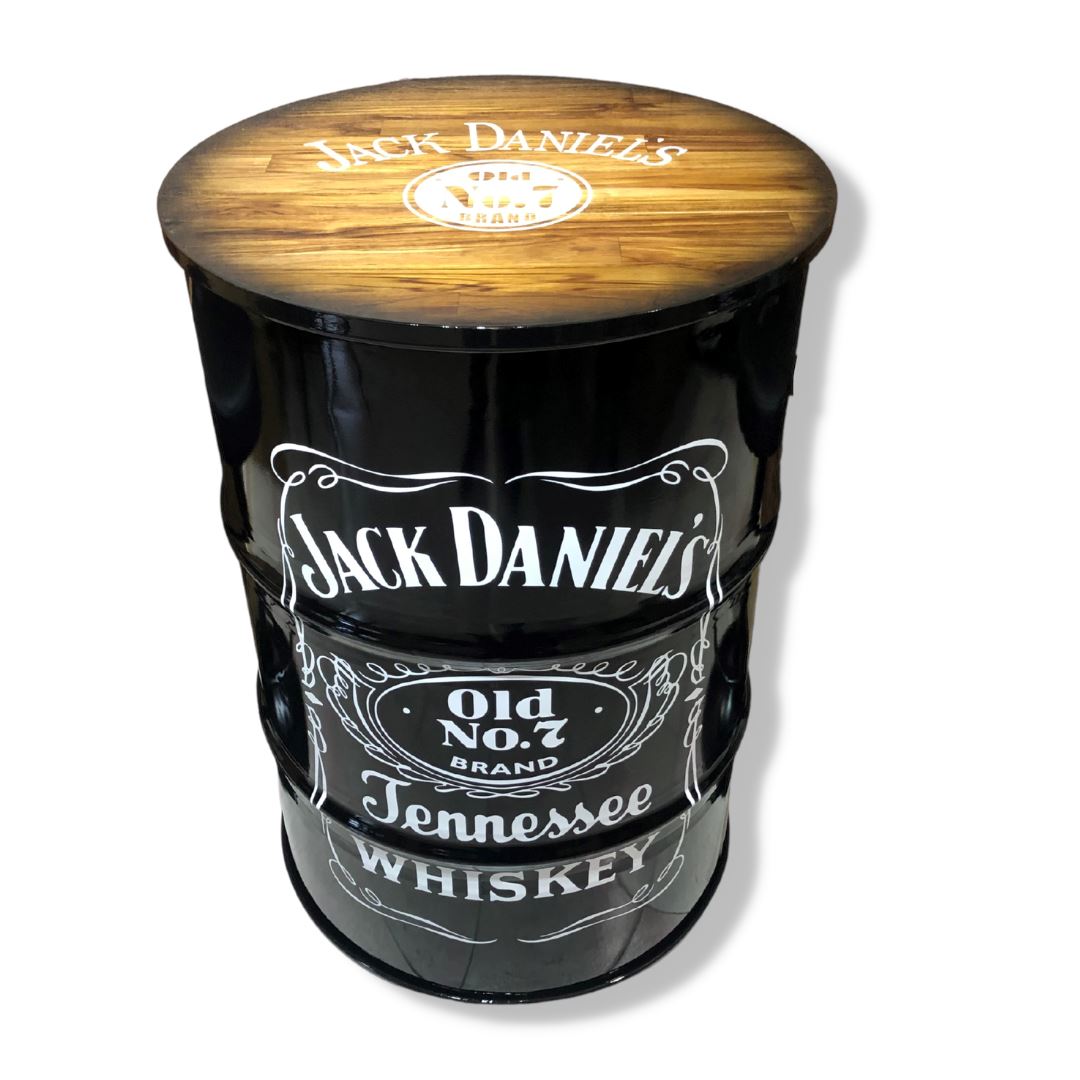 Custom Jack Daniels JD Drum Table Furniture 600MM Hardwood Clear Coat