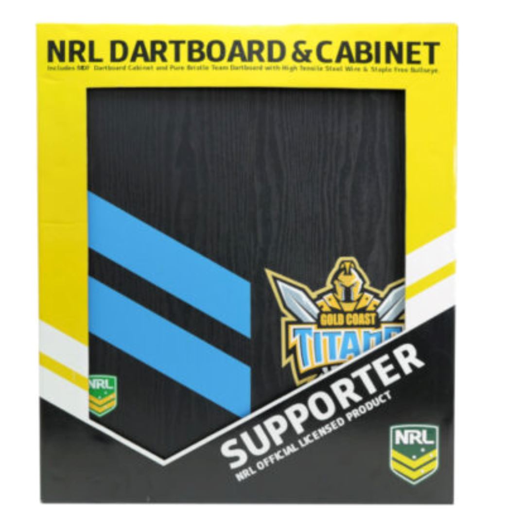 Gold Coast Titans NRL Dartboard and Cabinet Set 