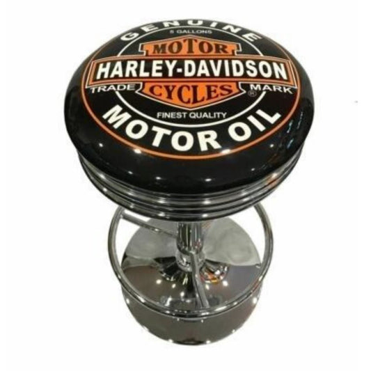 Harley Davidson Motorcycles Motor Oil Chrome Premium Retro Bar Stool Retro Bar Stools 