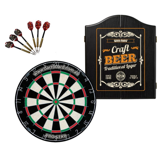 Craft Beer Dart Board and Cabinet Set Dartboard Set