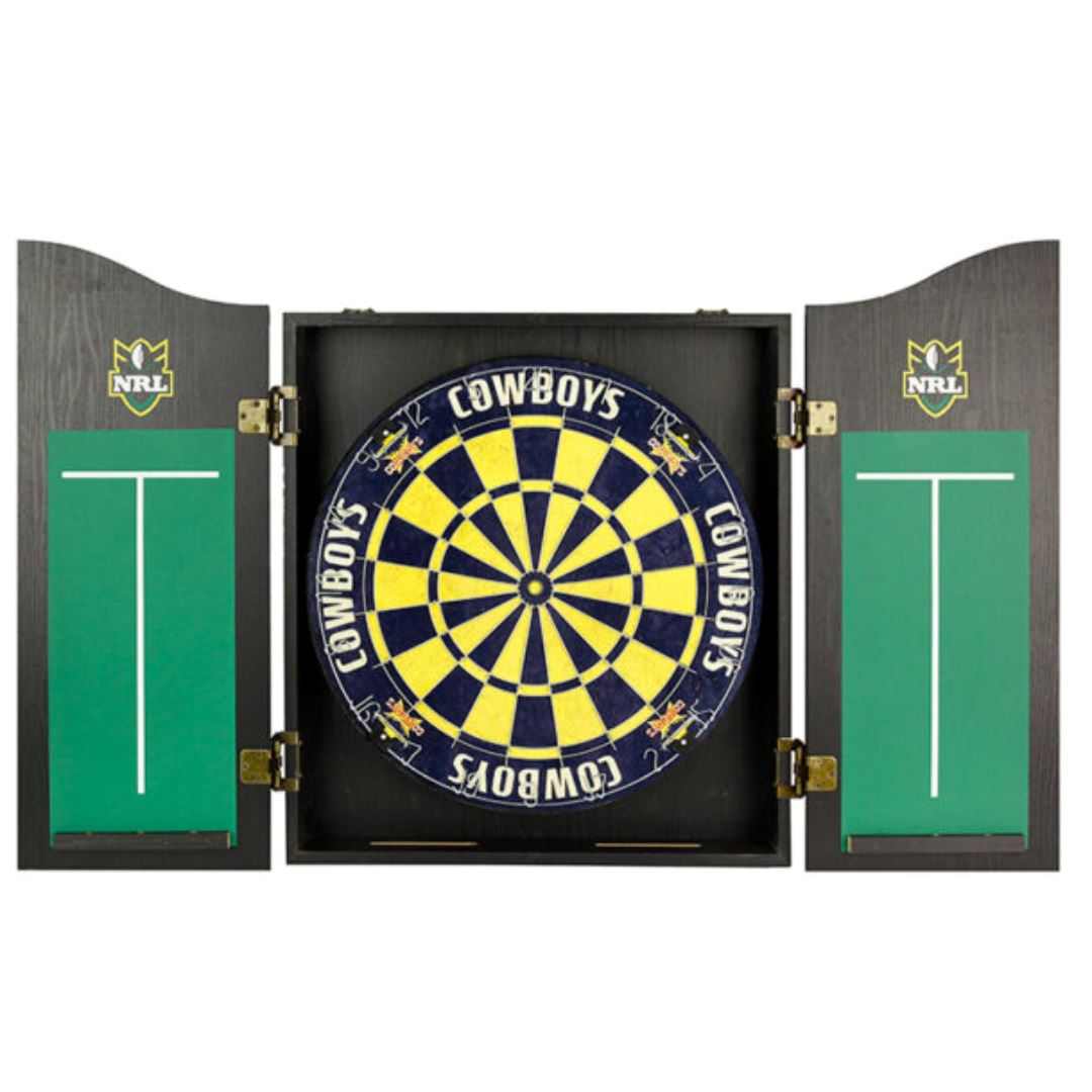 North QLD Cowboys NRL Dartboard and Cabinet Set