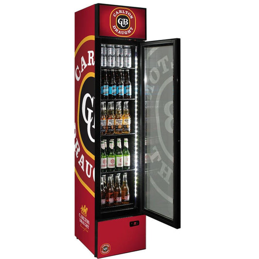 Slim Jim Senior Branded Carlton Dry 130LT Upright Bar Fridge Refrigerators