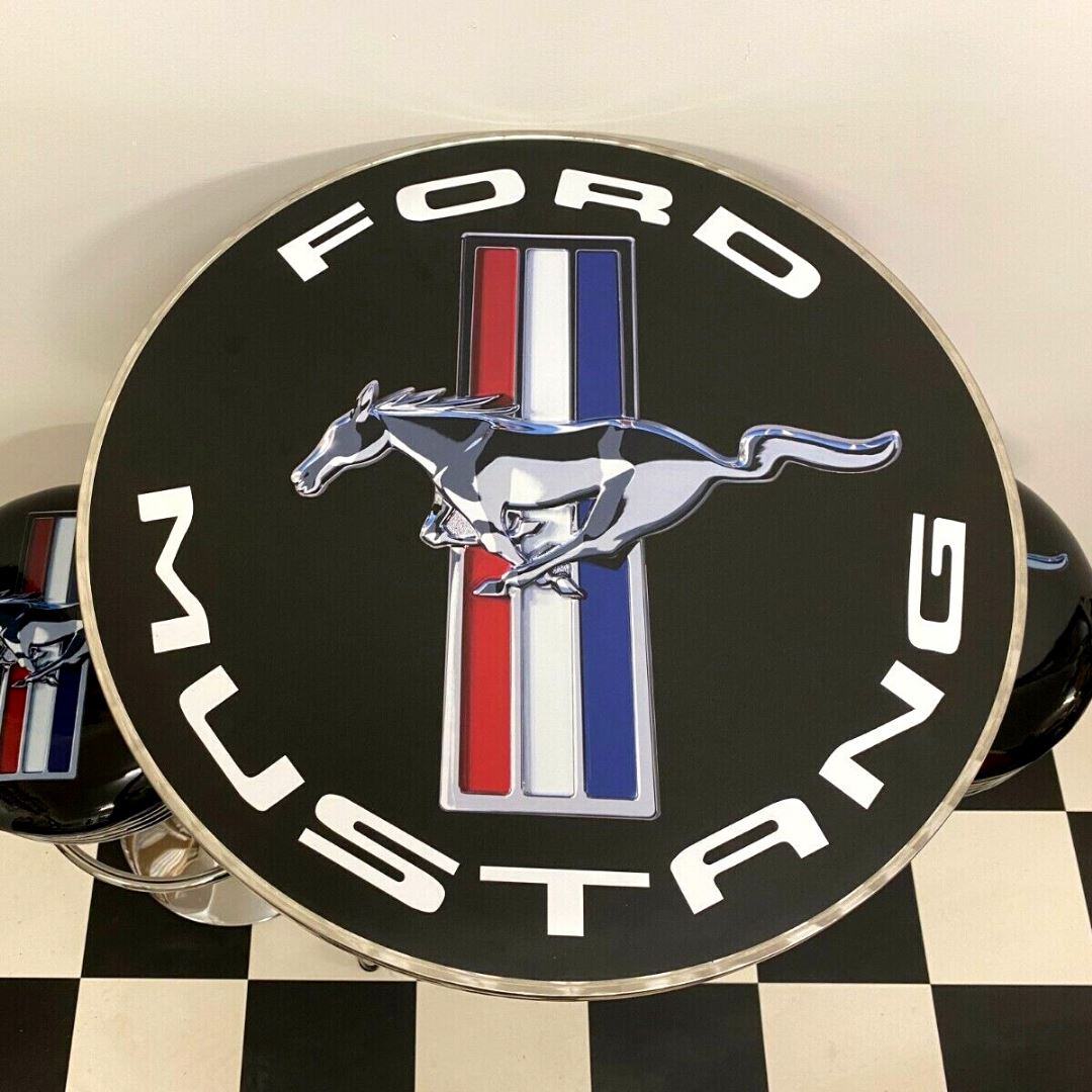 Ford Mustang Bar Table & 2 Bar Stool Package Retro Bar Stools