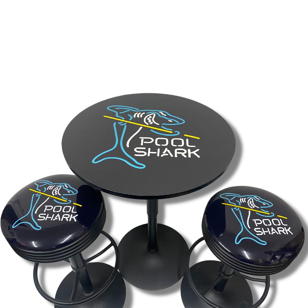 Pool Shark Black Table & Bar Stool Set Retro Bar Stools