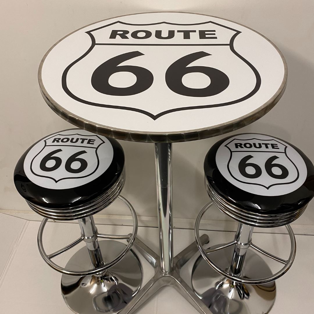 Route 66 Bar Table & 2 Stool Package Retro Design Retro Bar Stools
