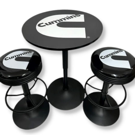 Cummins Black Table & Bar Stool Set Retro Bar Stools
