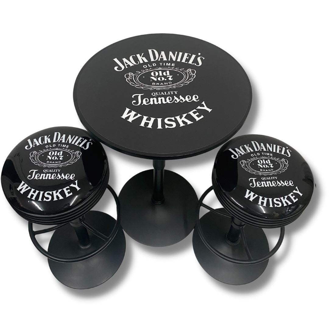 Jack Daniels Black Table & Bar Stool Set Retro Bar Stools